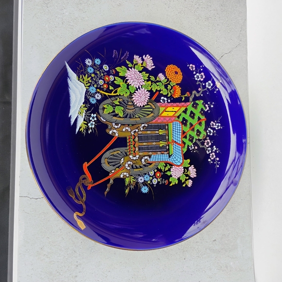 Decorative Blue Floral Plate - Picture 1 of 2